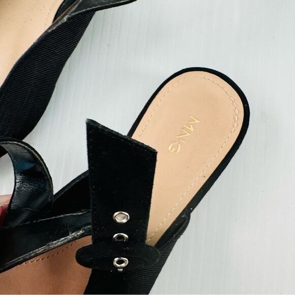 MNG by Mango pointy toe slingback flats fabric upper 7.5 US shoes - Picture 3 of 6